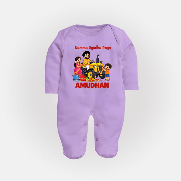 Namma Ayudha Puja Family Celebration Full Body Suit - LILAC - New Born (Chest 7.5")