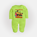 Namma Ayudha Puja Family Celebration Full Body Suit - LIME GREEN - New Born (Chest 7.5")