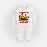 Namma Ayudha Puja Family Celebration Full Body Suit - WHITE - New Born (Chest 7.5")