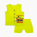 Namma Ayudha Puja Family Celebration Jabla Set - LIME GREEN - 0 - 3 Months Old (Chest 9.8")