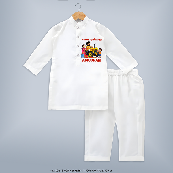 Namma Ayudha Puja Family Celebration Kurta - WHITE - 3 - 6 Months Old (Chest 24", Kurta Length 14'', Waist 19", Pant Length 14")