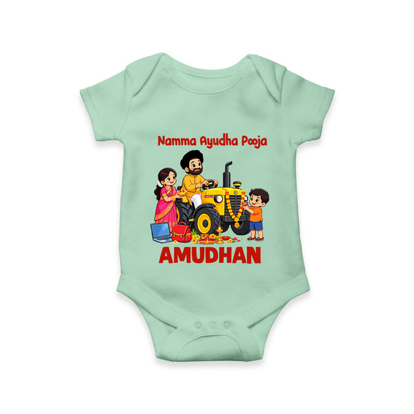 Namma Ayudha Puja Family Celebration Romper - MINT GREEN - New Born (Chest 14")
