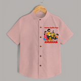 Namma Ayudha Puja Family Celebration  Shirt - PEACH - 0 - 6 Months Old (Chest 23")