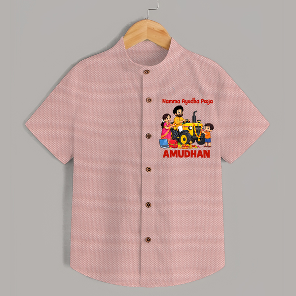Namma Ayudha Puja Family Celebration  Shirt - PEACH - 0 - 6 Months Old (Chest 23")