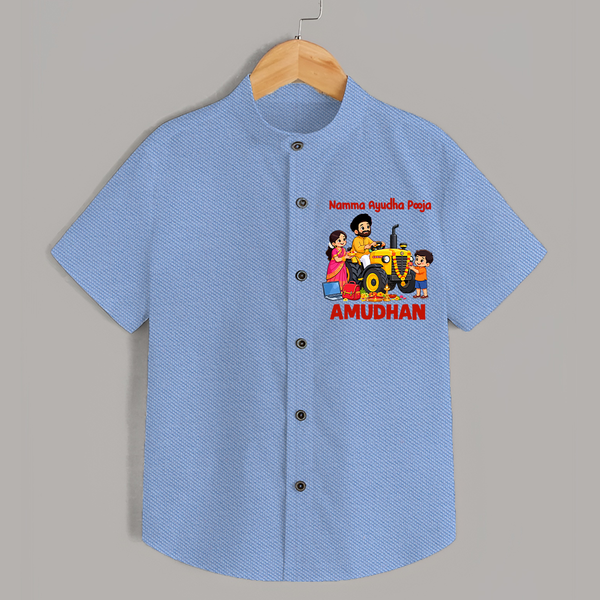 Namma Ayudha Puja Family Celebration  Shirt - SKY BLUE - 0 - 6 Months Old (Chest 23")