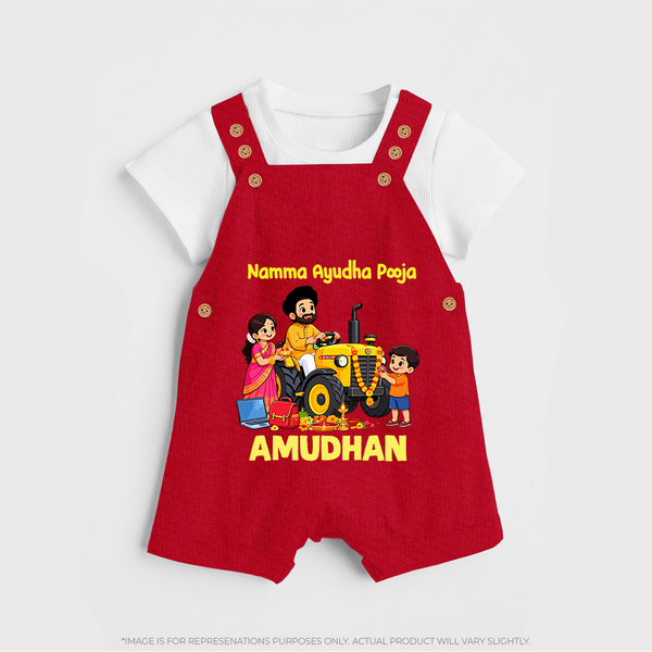 Namma Ayudha Puja Family Celebration Dungaree - RED - 0 - 5 Months Old (Chest 18")