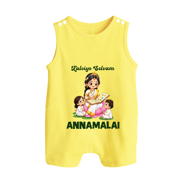 Kaliyuga Selvam Blessings Button Romper - PASTEL YELLOW - New Born (Chest 18")