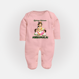 Kaliyuga Selvam Blessings Full Body Suit - BABY PINK - New Born (Chest 7.5")