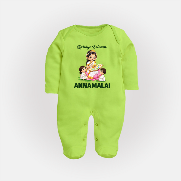 Kaliyuga Selvam Blessings Full Body Suit - LIME GREEN - New Born (Chest 7.5")