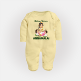 Kaliyuga Selvam Blessings Full Body Suit - PASTEL YELLOW - New Born (Chest 7.5")