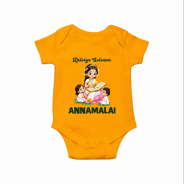Kaliyuga Selvam Blessings Romper - CHROME YELLOW - New Born (Chest 14")