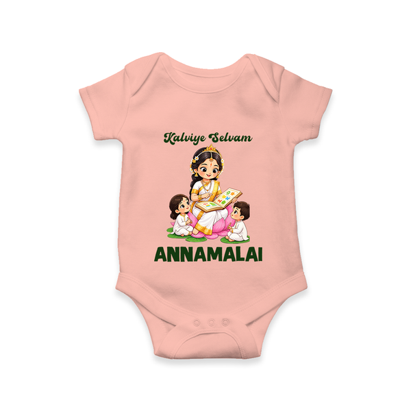 Kaliyuga Selvam Blessings Romper - PEACH - New Born (Chest 14")