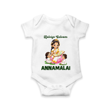 Kaliyuga Selvam Blessings Romper - WHITE - New Born (Chest 14")