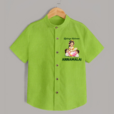Kaliyuga Selvam Blessings  Shirt - LIME GREEN - 0 - 6 Months Old (Chest 23")