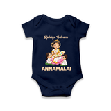 Kaliyuga Selvam Blessings Romper - NAVY BLUE - New Born (Chest 14")