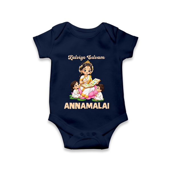 Kaliyuga Selvam Blessings Romper - NAVY BLUE - New Born (Chest 14")