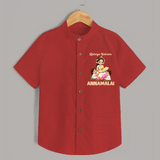 Kaliyuga Selvam Blessings  Shirt - RED - 0 - 6 Months Old (Chest 23")