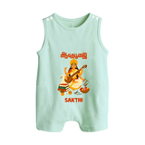 Ayudha Puja Goddess Saraswati Blessings Button Romper - MINT GREEN - New Born (Chest 18")