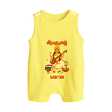 Ayudha Puja Goddess Saraswati Blessings Button Romper - PASTEL YELLOW - New Born (Chest 18")