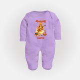  Ayudha Puja Goddess Saraswati Blessings Full Body Suit - LILAC - New Born (Chest 7.5")