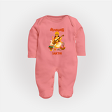  Ayudha Puja Goddess Saraswati Blessings Full Body Suit - PEACH - New Born (Chest 7.5")