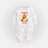  Ayudha Puja Goddess Saraswati Blessings Full Body Suit - WHITE - New Born (Chest 7.5")