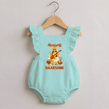  Ayudha Puja Goddess Saraswati Blessings Romper Frock - MINT GREEN - 0 - 3 Months Old (Chest 19")