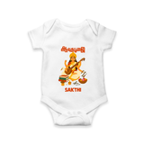 Ayudha Puja Goddess Saraswati Blessings Romper - WHITE - New Born (Chest 14")