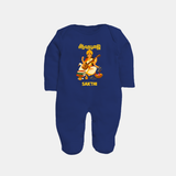  Ayudha Puja Goddess Saraswati Blessings Full Body Suit - NAVY BLUE - New Born (Chest 7.5")