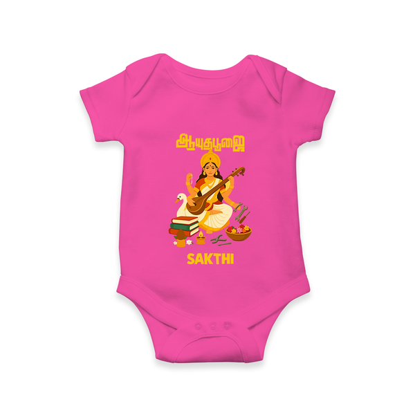 Ayudha Puja Goddess Saraswati Blessings Romper - HOT PINK - New Born (Chest 14")