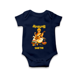 Ayudha Puja Goddess Saraswati Blessings Romper - NAVY BLUE - New Born (Chest 14")