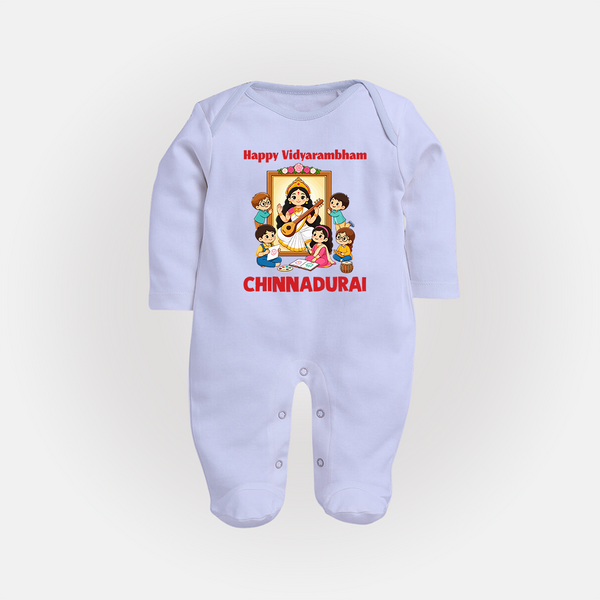 Happy Vidyarambham Celebration Full Body Suit - BABY BLUE - New Born (Chest 7.5")