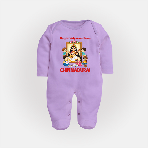 Happy Vidyarambham Celebration Full Body Suit - LILAC - New Born (Chest 7.5")