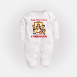 Happy Vidyarambham Celebration Full Body Suit - WHITE - New Born (Chest 7.5")