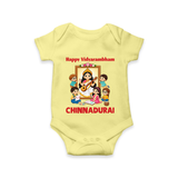  Happy Vidyarambham Celebration Romper - PASTEL YELLOW - New Born (Chest 14")