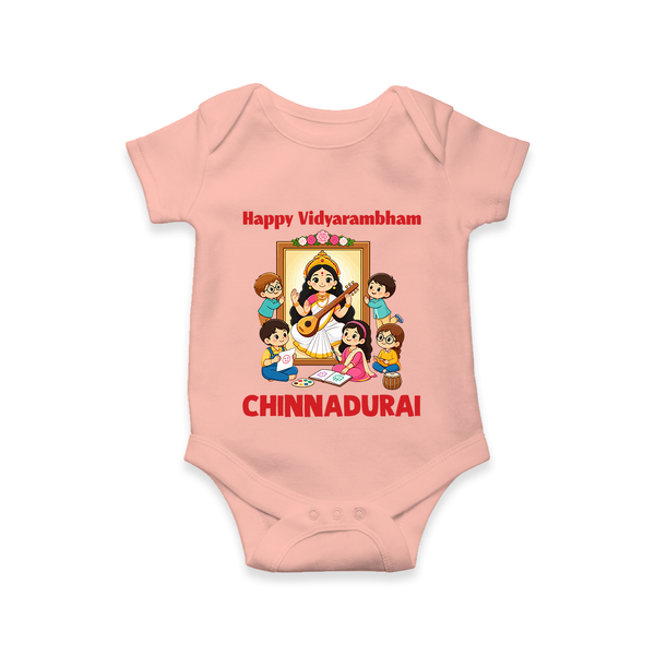  Happy Vidyarambham Celebration Romper - PEACH - New Born (Chest 14")