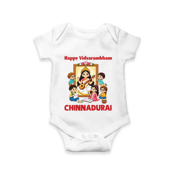  Happy Vidyarambham Celebration Romper - WHITE - New Born (Chest 14")