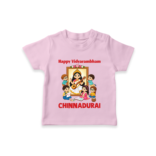 Happy Vidyarambham Celebration T Shirt - BABY PINK - 0-5 Months Old (Chest 17")
