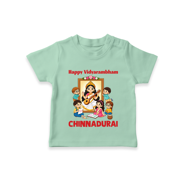 Happy Vidyarambham Celebration T Shirt - MINT GREEN - 0-5 Months Old (Chest 17")
