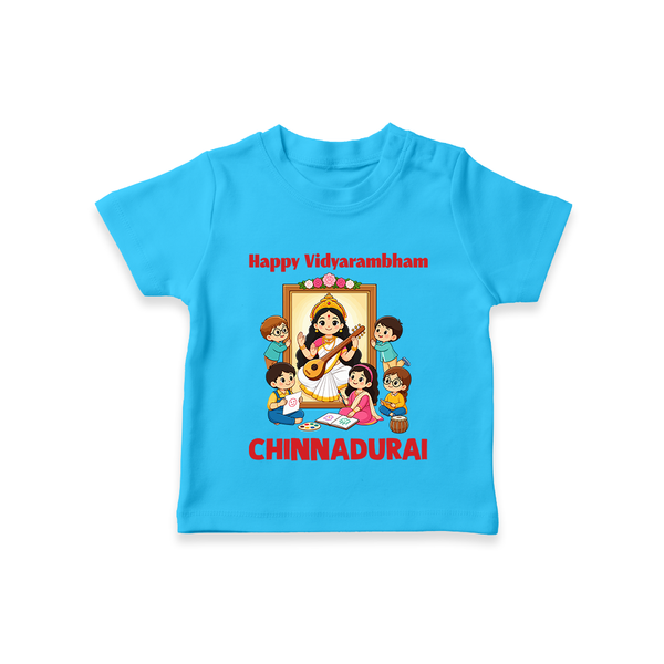 Happy Vidyarambham Celebration T Shirt - SKY BLUE - 0-5 Months Old (Chest 17")