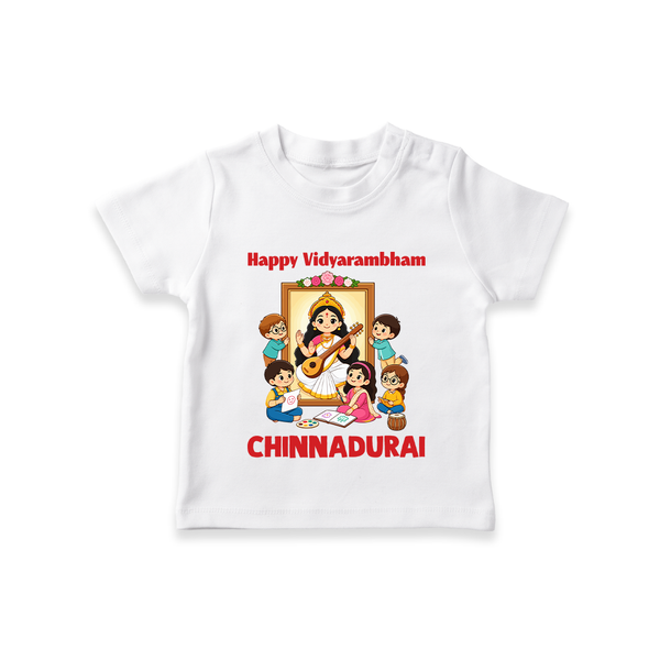 Happy Vidyarambham Celebration T Shirt - WHITE - 0-5 Months Old (Chest 17")