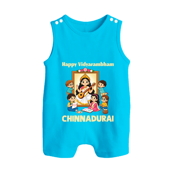  Happy Vidyarambham Celebration Button Romper - SKY BLUE - New Born (Chest 18")