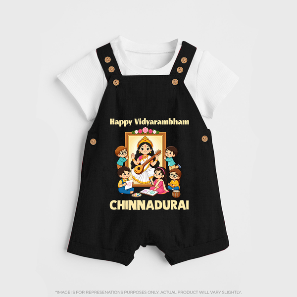  Happy Vidyarambham Celebration Dungaree - BLACK - 0 - 5 Months Old (Chest 18")