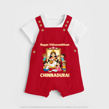  Happy Vidyarambham Celebration Dungaree - RED - 0 - 5 Months Old (Chest 18")