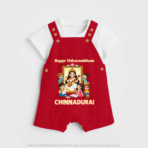  Happy Vidyarambham Celebration Dungaree - RED - 0 - 5 Months Old (Chest 18")