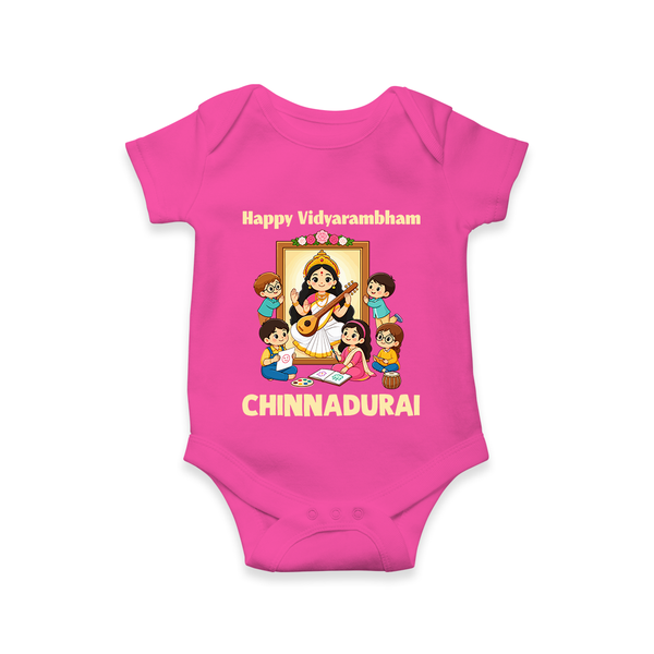  Happy Vidyarambham Celebration Romper - HOT PINK - New Born (Chest 14")