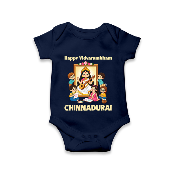  Happy Vidyarambham Celebration Romper - NAVY BLUE - New Born (Chest 14")