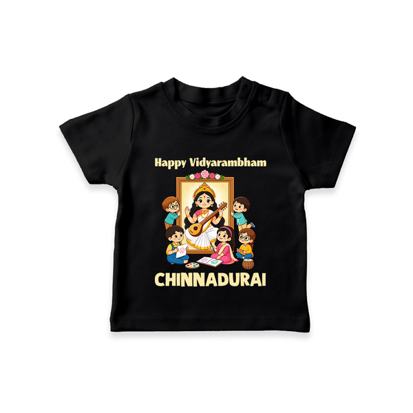 Happy Vidyarambham Celebration T Shirt - BLACK - 0-5 Months Old (Chest 17")
