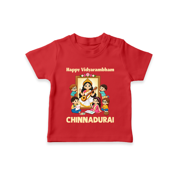 Happy Vidyarambham Celebration T Shirt - RED - 0-5 Months Old (Chest 17")