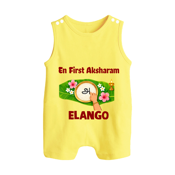  En First Aksharam Button Romper - PASTEL YELLOW - New Born (Chest 18")